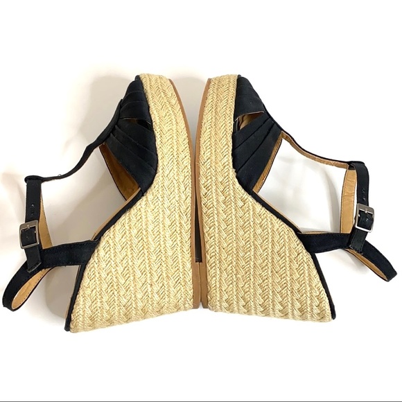 Steve Madden Women's Radley Espadrille Wedge T-Strap Peep Toe Sandal in Black - Picture 8 of 16